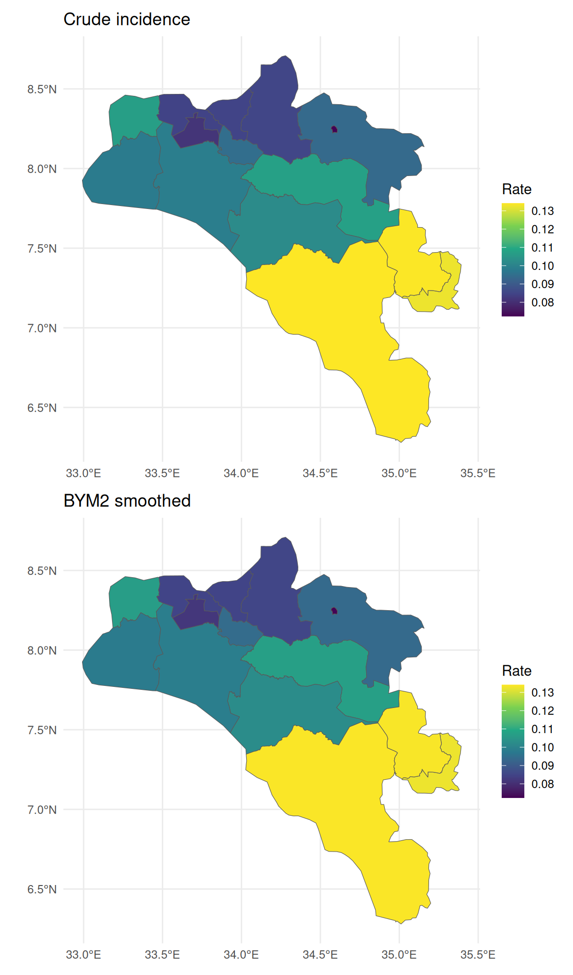 Crude vs Smoothed Comparison